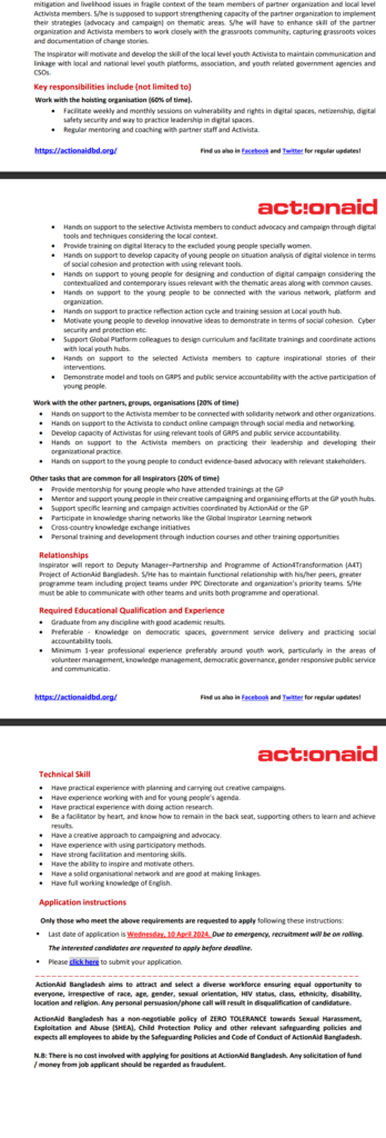 ActionAid Bangladesh (AAB) Job Circular 2024